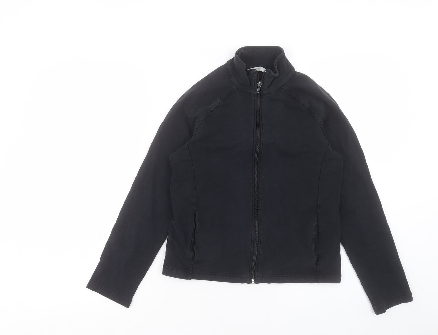 Marks and Spencer Womens Black Cotton Full Zip Sweatshirt Size 10 Zip
