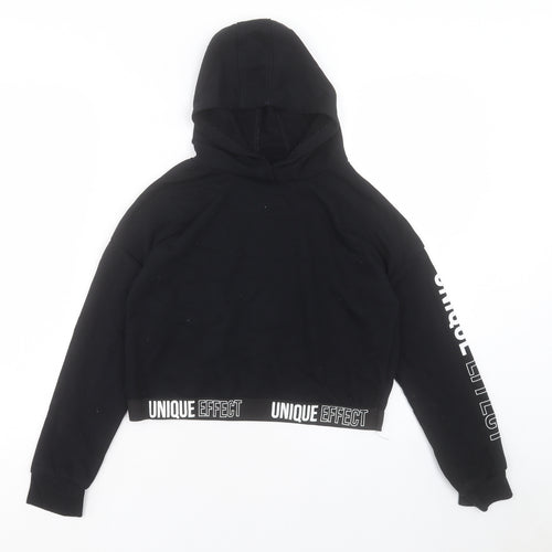 LC Waikiki Girls Black Cotton Pullover Hoodie Size 11-12 Years Pullover - Unique Effect