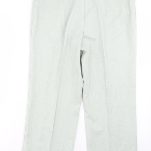 BHS Womens Green Polyester Trousers Size 12 L26 in Regular Button