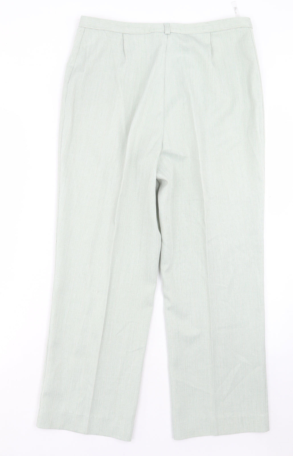 BHS Womens Green Polyester Trousers Size 12 L26 in Regular Button