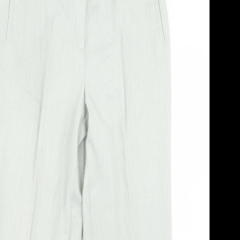 BHS Womens Green Polyester Trousers Size 12 L26 in Regular Button