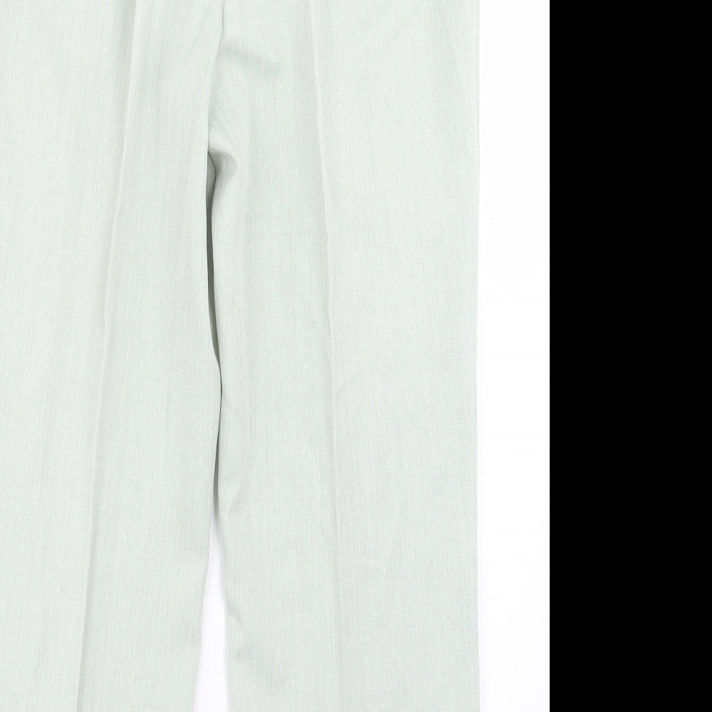 BHS Womens Green Polyester Trousers Size 12 L26 in Regular Button