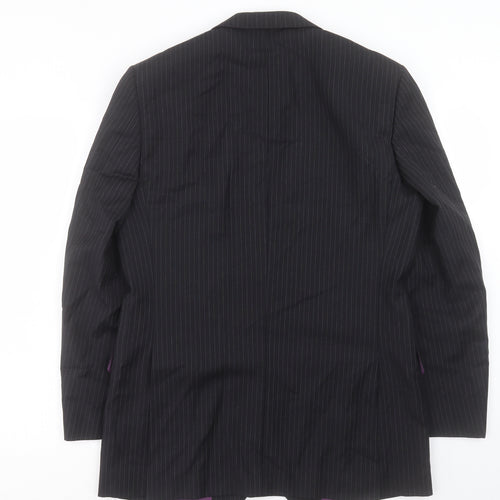 Racing Green Mens Black Striped Wool Jacket Suit Jacket Size 36