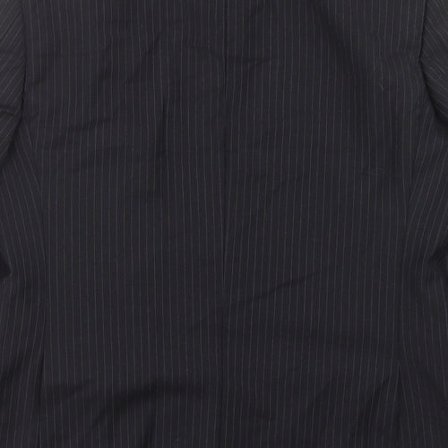 Racing Green Mens Black Striped Wool Jacket Suit Jacket Size 36