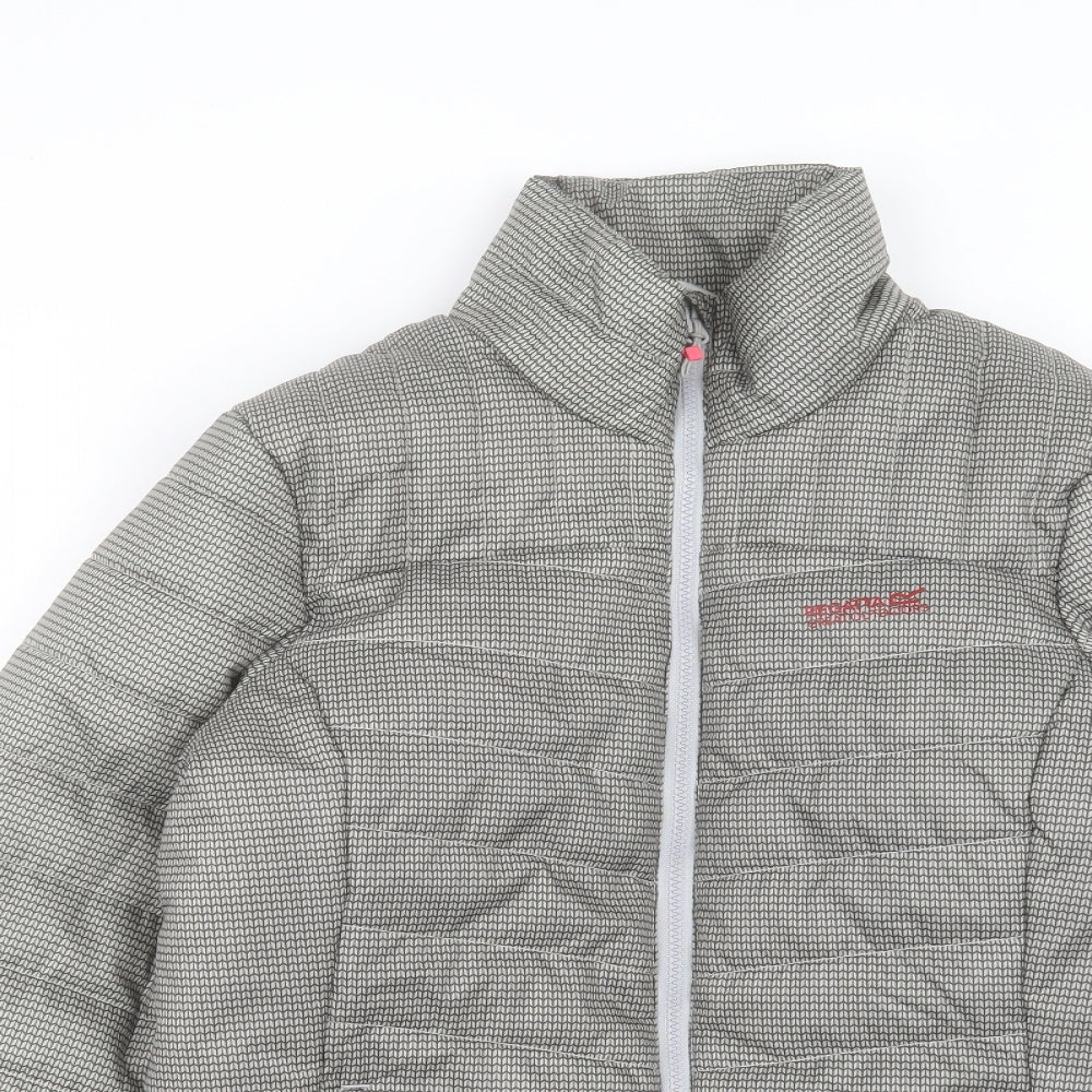 Regatta Womens Grey Geometric Puffer Jacket Jacket Size 10 Zip