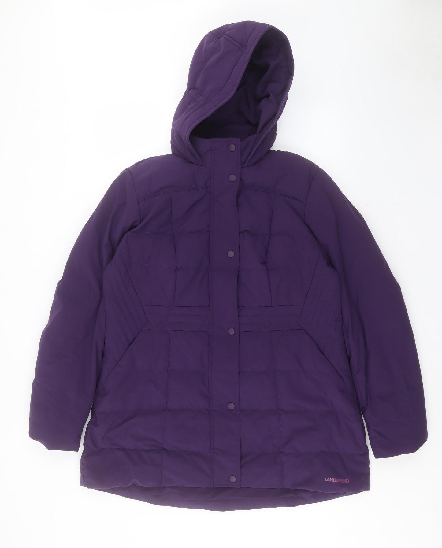 Lands' End Womens Purple Puffer Jacket Jacket Size L Zip
