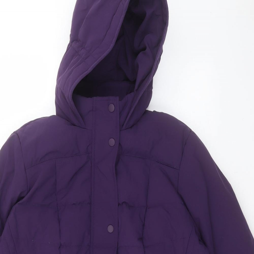 Lands' End Womens Purple Puffer Jacket Jacket Size L Zip