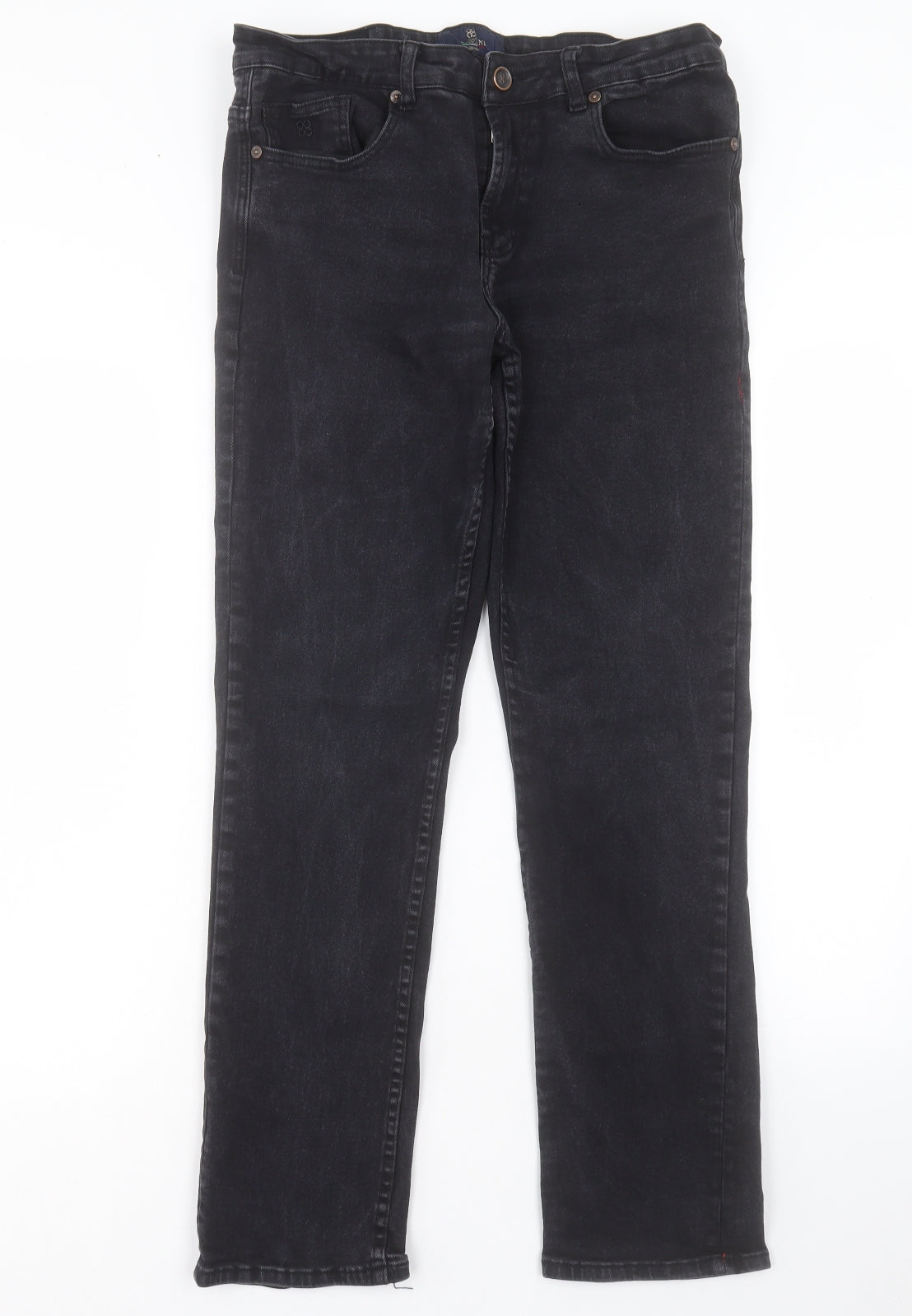 gavnati Mens Black Cotton Straight Jeans Size 34 in L32 in Regular Button