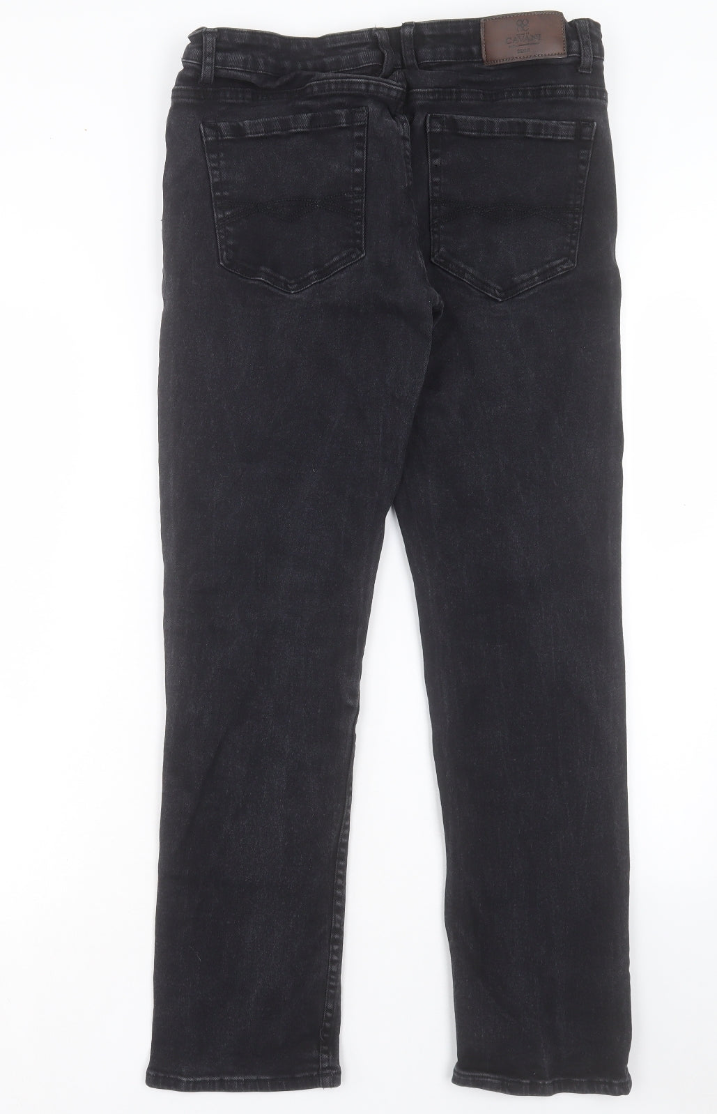gavnati Mens Black Cotton Straight Jeans Size 34 in L32 in Regular Button