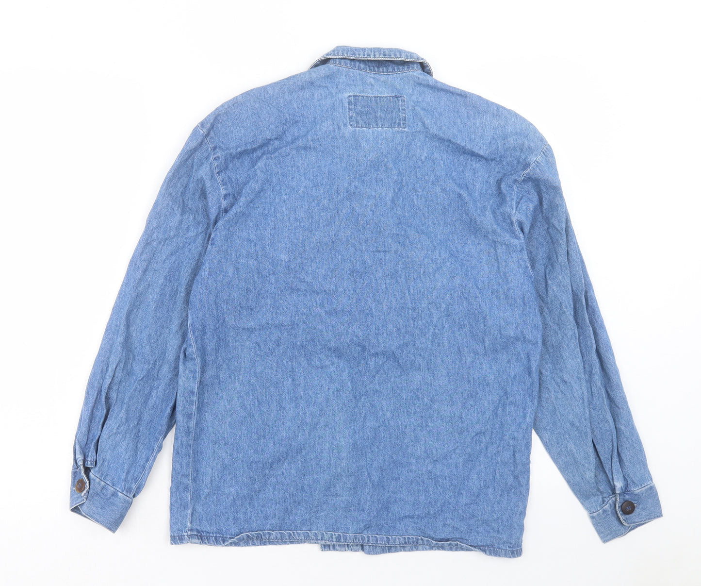 PASH U DENIM Womens Blue Cotton Basic Button-Up Size S Collared