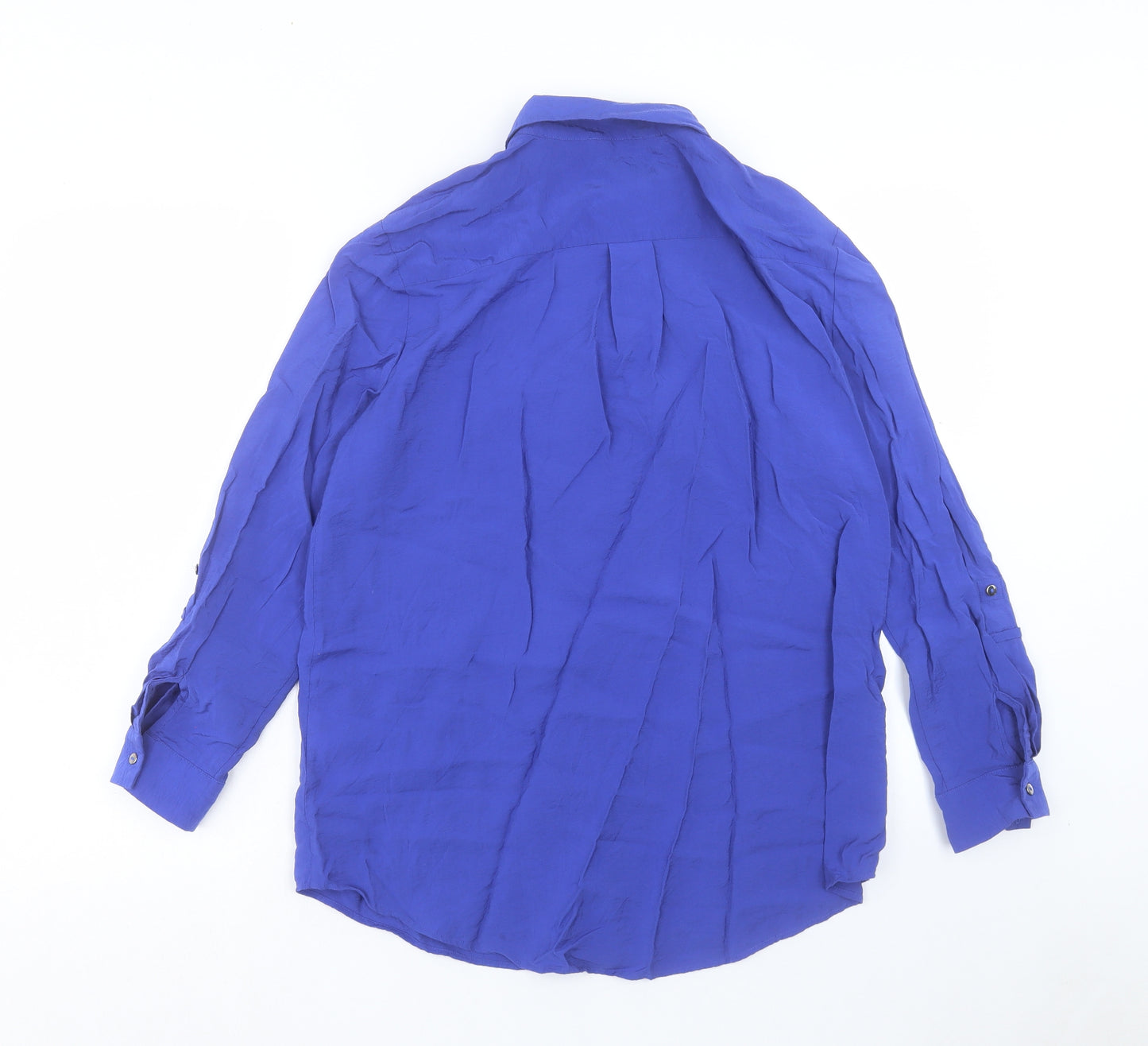 Mint Velvet Womens Blue Viscose Basic Button-Up Size 12 Collared - Pocket Detail