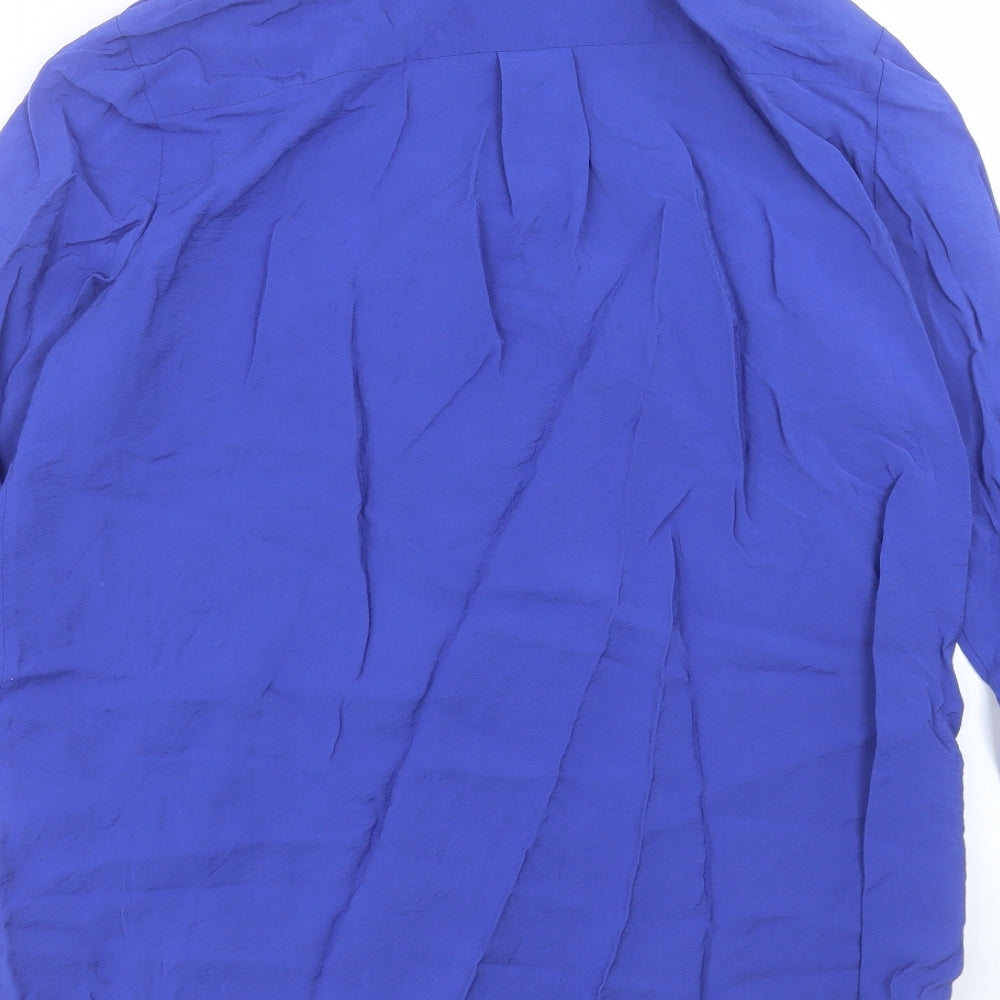 Mint Velvet Womens Blue Viscose Basic Button-Up Size 12 Collared - Pocket Detail