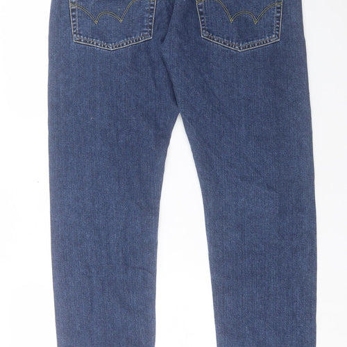 Edwin Mens Blue Cotton Straight Jeans Size 34 in L32 in Regular Button