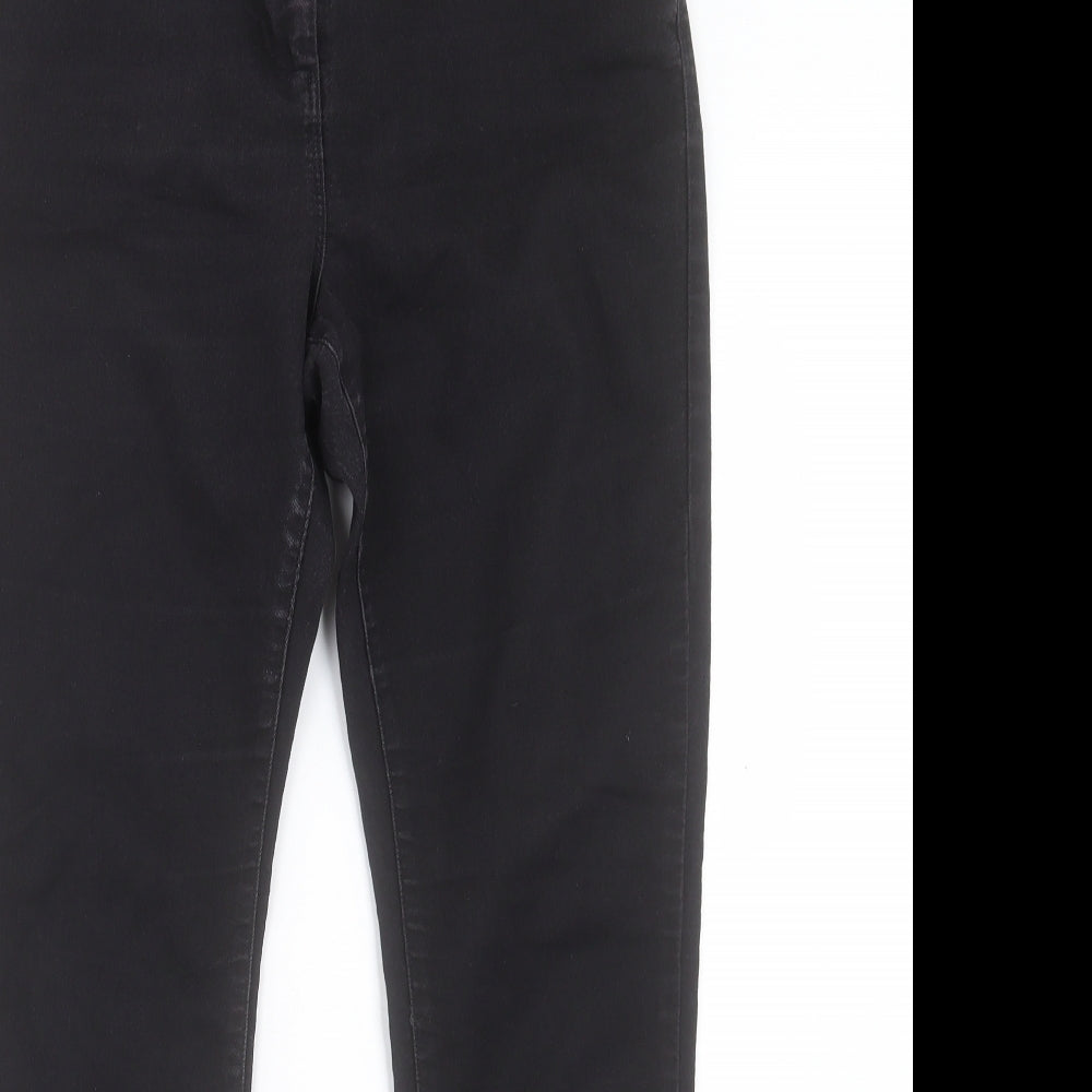 Marks and Spencer Womens Black Cotton Straight Jeans Size 14 L29 in Regular Button