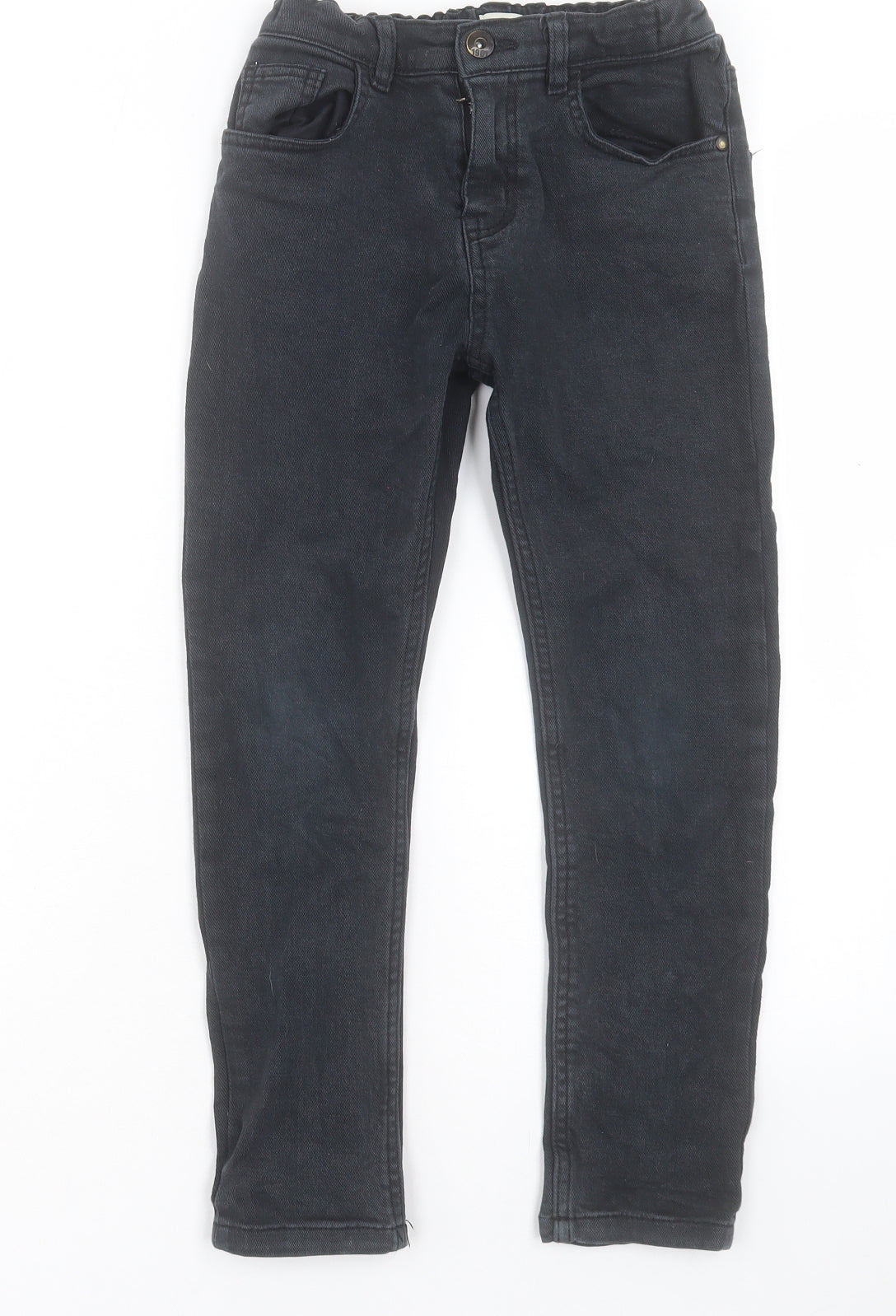 F&F Boys Black Cotton Straight Jeans Size 8-9 Years Regular Button