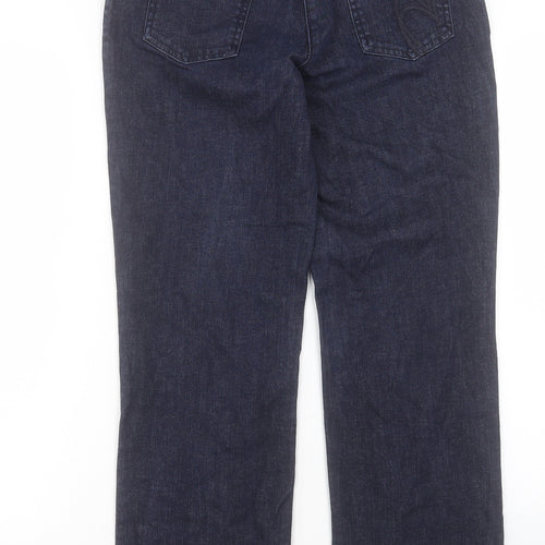 Per Una Womens Blue Cotton Straight Jeans Size 10 L28 in Regular Button