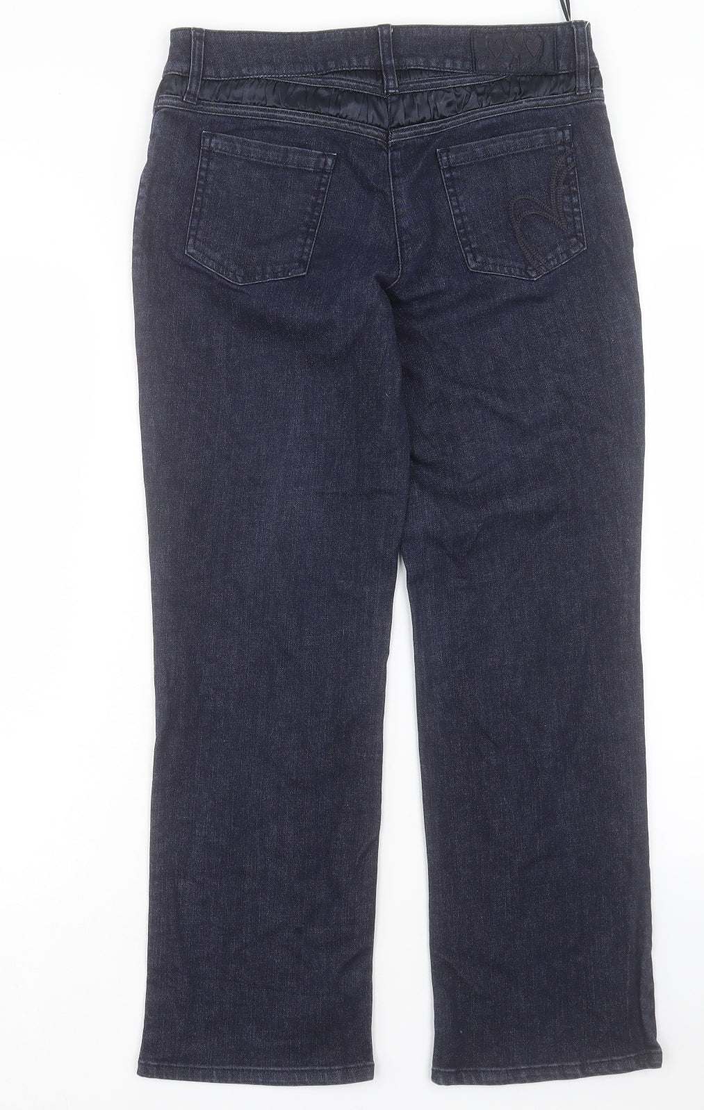 Per Una Womens Blue Cotton Straight Jeans Size 10 L28 in Regular Button