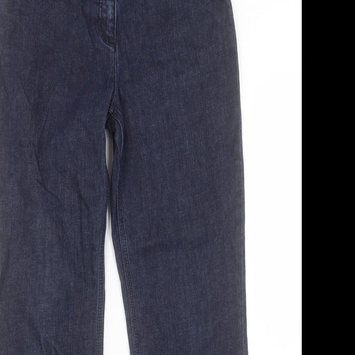 Per Una Womens Blue Cotton Straight Jeans Size 10 L28 in Regular Button