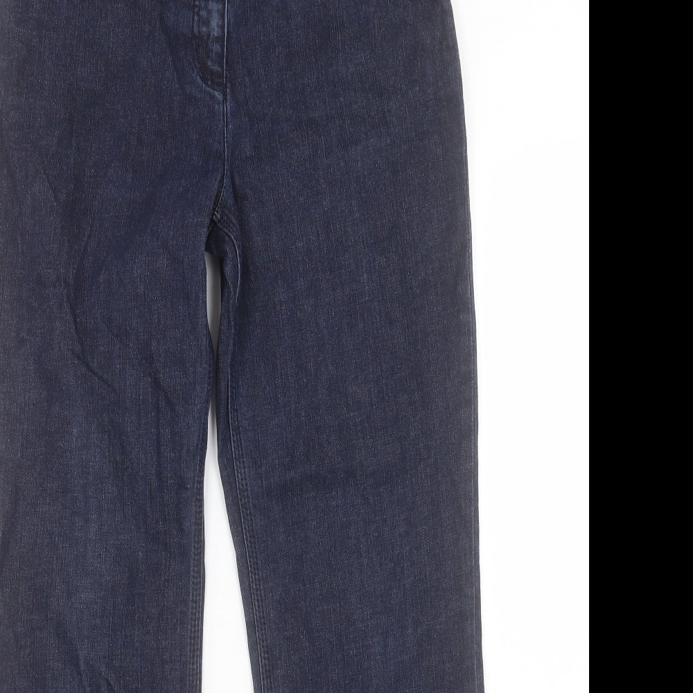 Per Una Womens Blue Cotton Straight Jeans Size 10 L28 in Regular Button