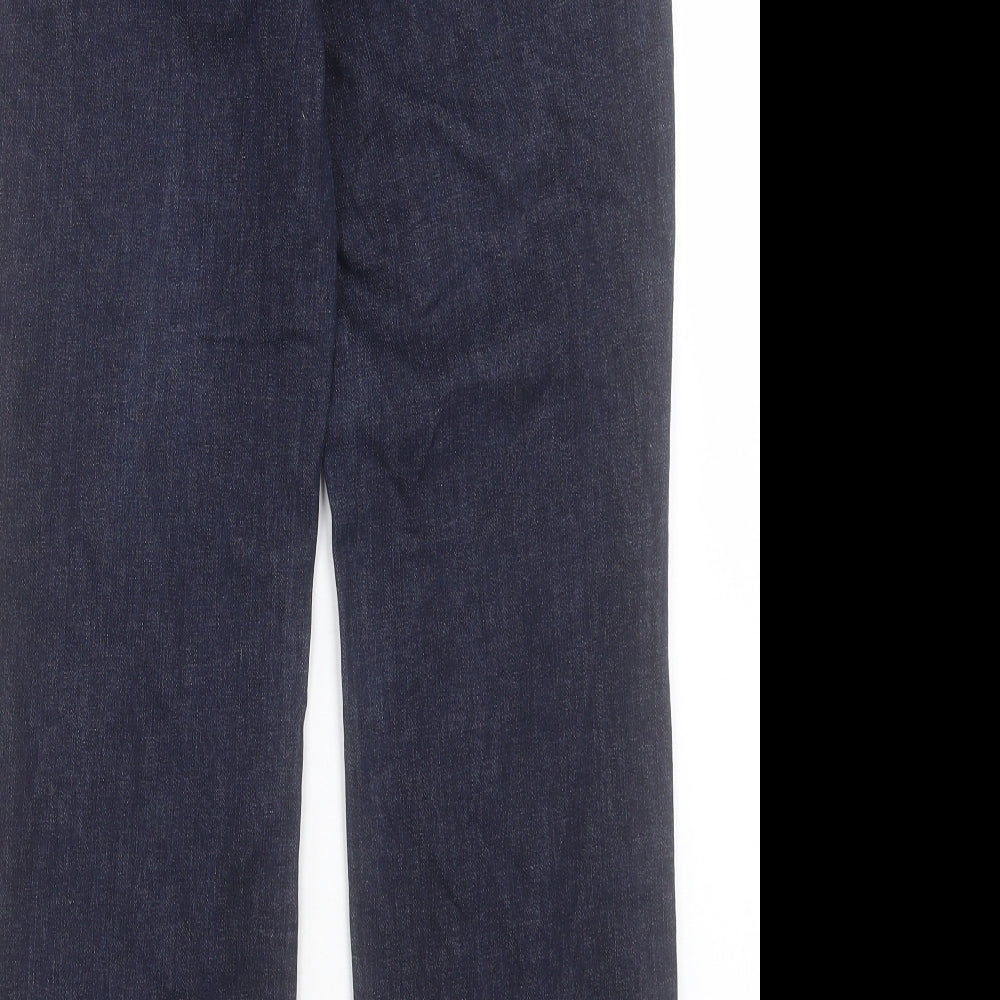 Per Una Womens Blue Cotton Straight Jeans Size 10 L28 in Regular Button