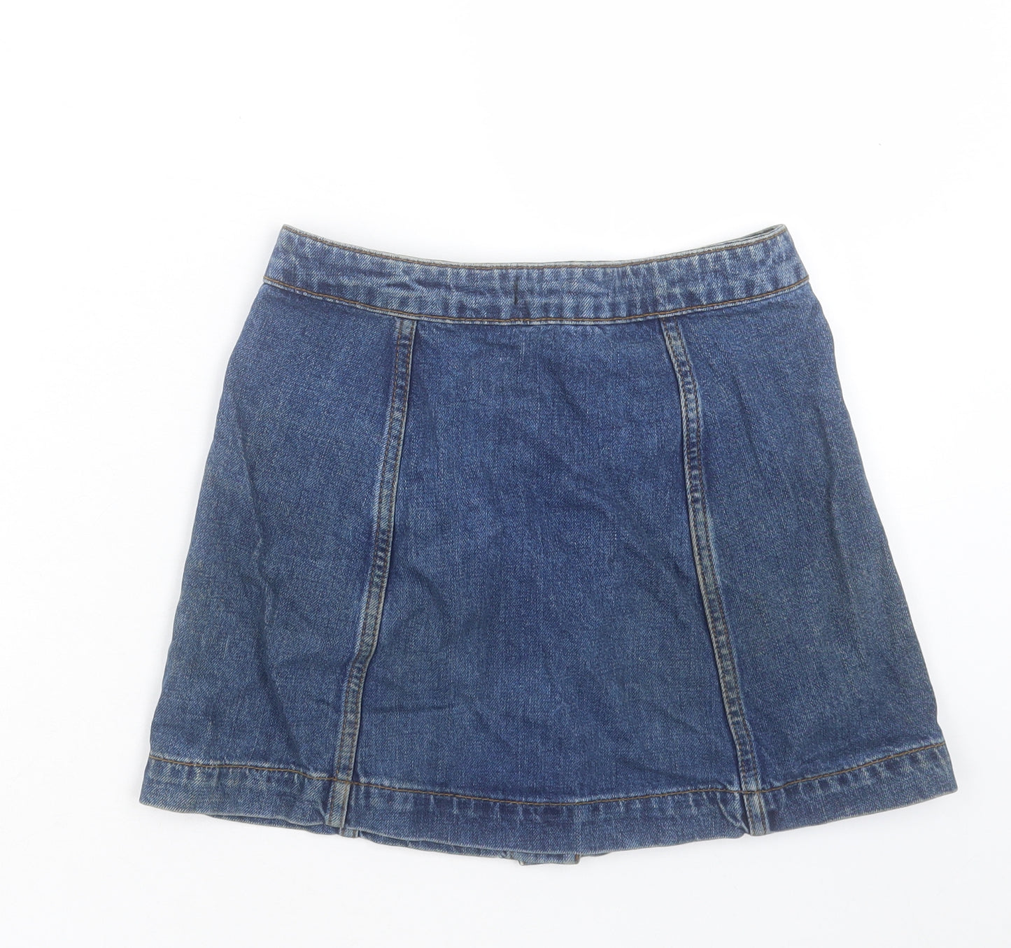 Topshop Womens Blue Cotton A-Line Skirt Size 6 Button