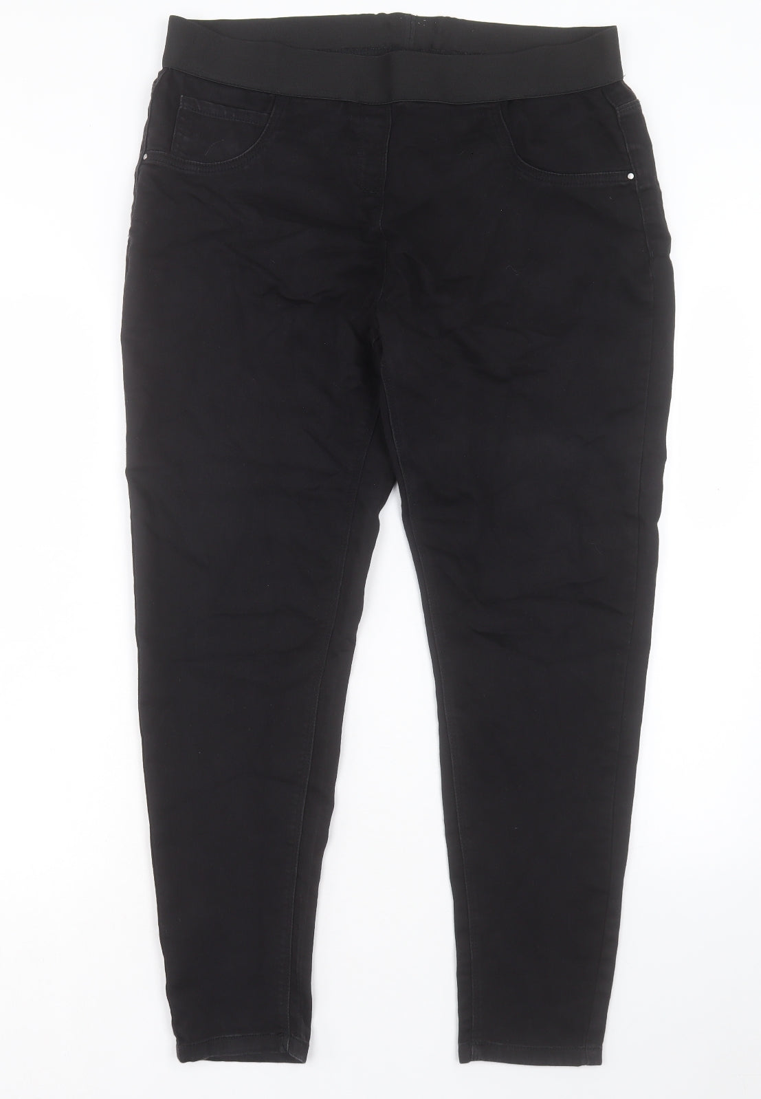 George Womens Black Cotton Jegging Trousers Size 16 L28 in Regular