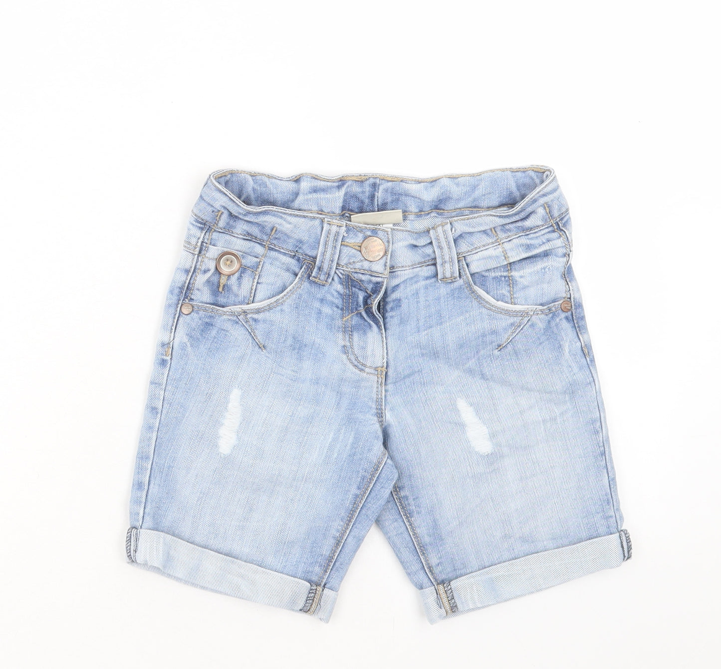 NEXT Boys Blue Cotton Bermuda Shorts Size 6 Years Regular Buckle