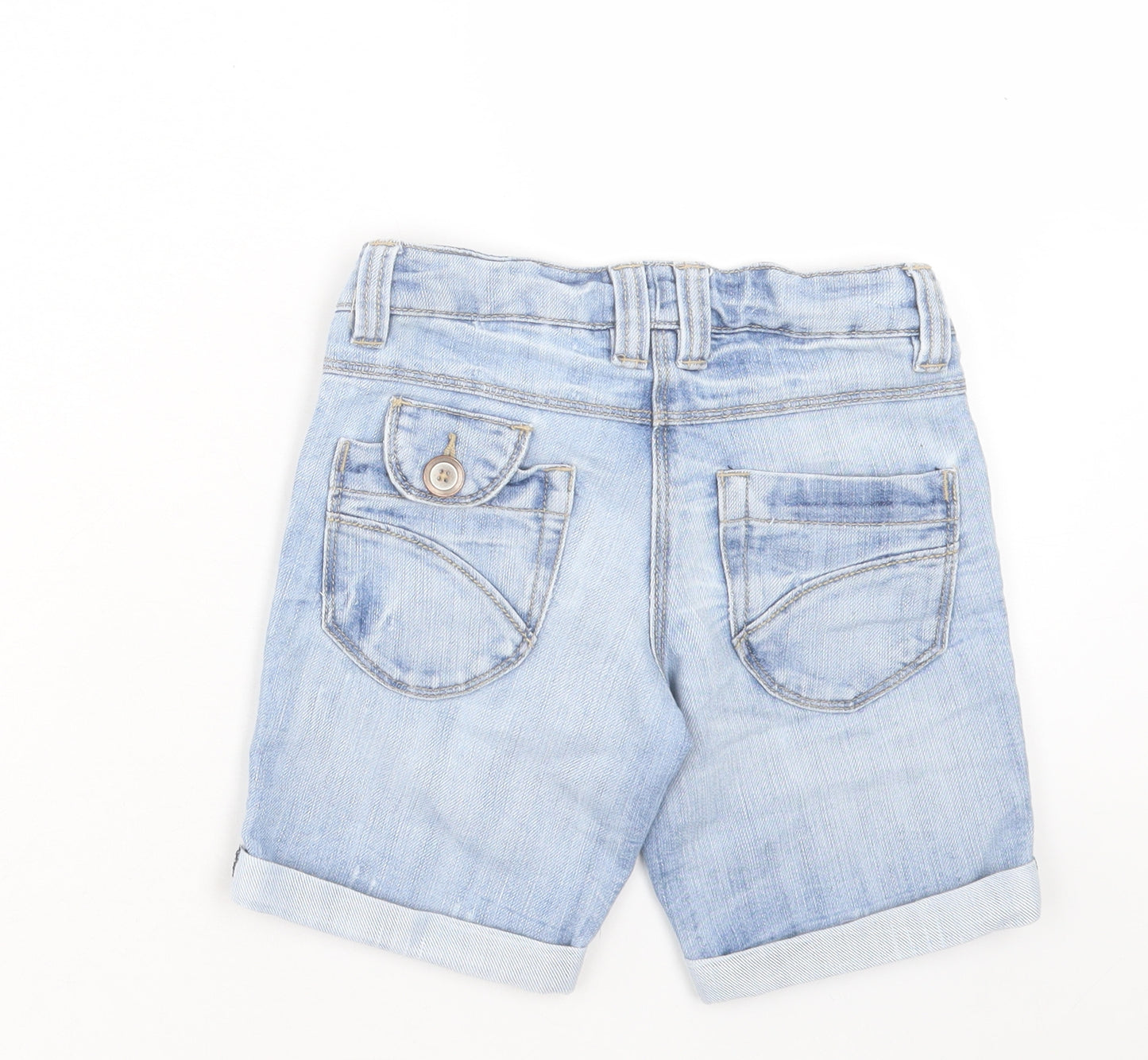 NEXT Boys Blue Cotton Bermuda Shorts Size 6 Years Regular Buckle