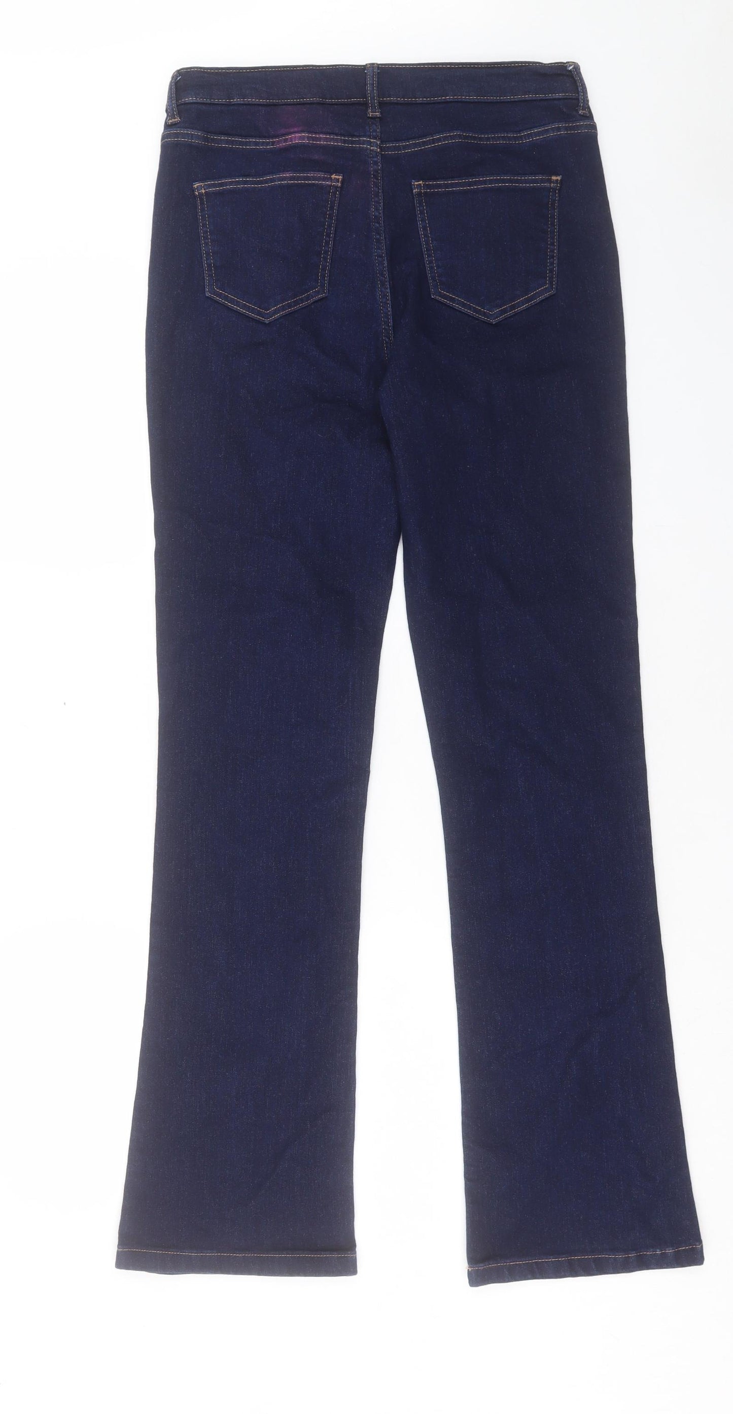 Marks and Spencer Womens Blue Cotton Bootcut Jeans Size 10 L31 in Slim Button