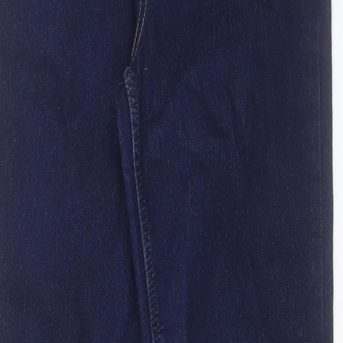 Marks and Spencer Womens Blue Cotton Bootcut Jeans Size 10 L31 in Slim Button