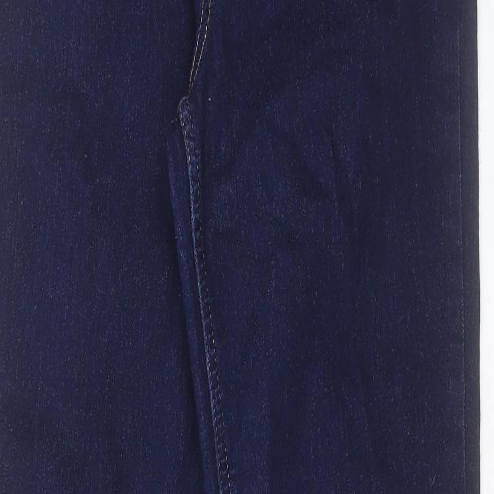 Marks and Spencer Womens Blue Cotton Bootcut Jeans Size 10 L31 in Slim Button