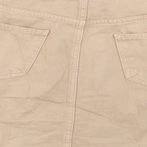 New Look Womens Brown Cotton A-Line Skirt Size 14 Button