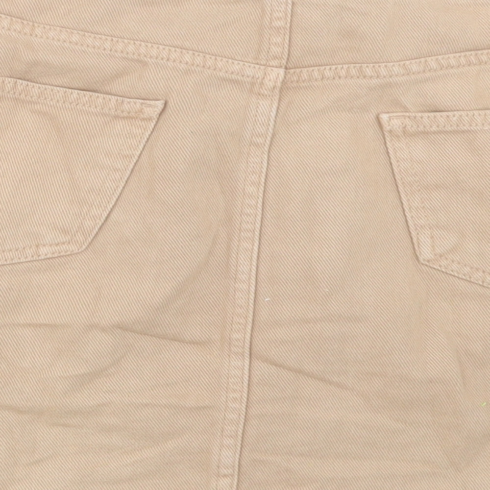 New Look Womens Brown Cotton A-Line Skirt Size 14 Button