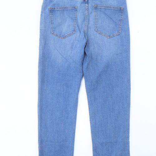 NEXT Womens Blue Cotton Cropped Jeans Size 12 L25 in Regular Button
