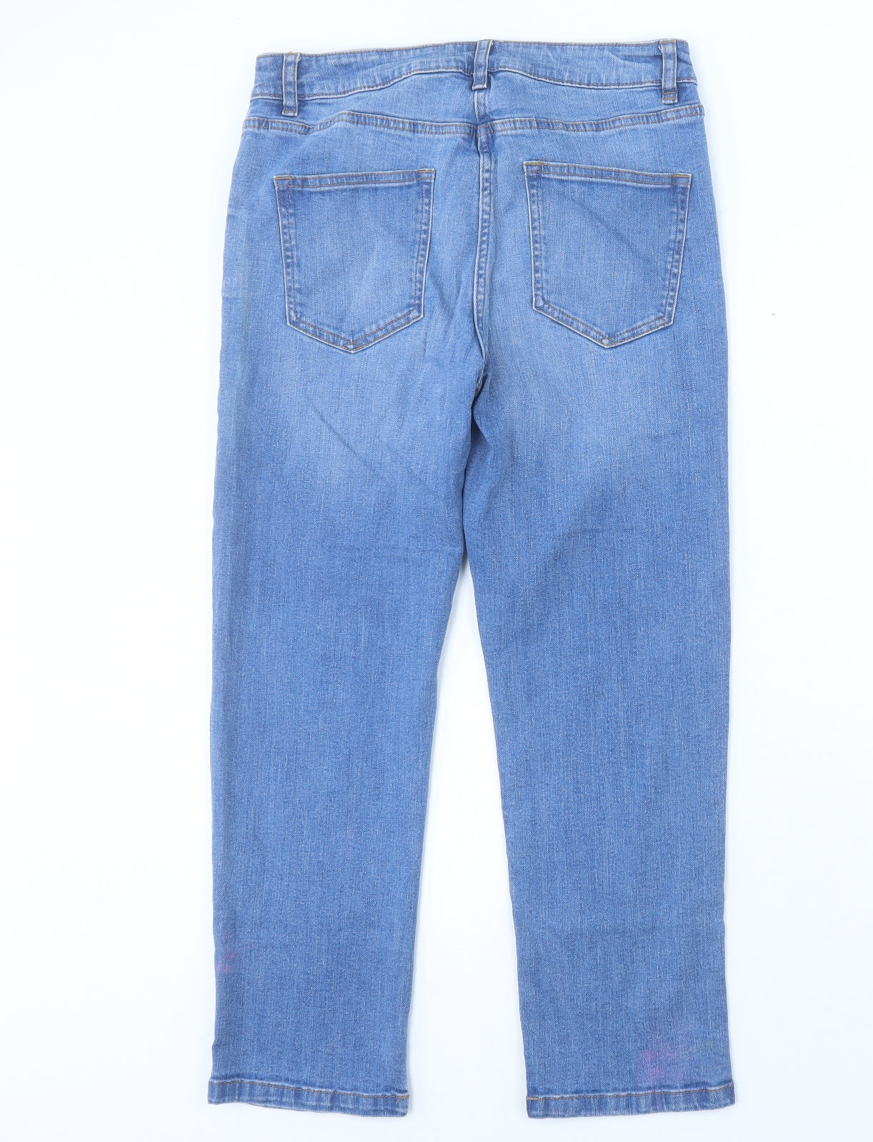 NEXT Womens Blue Cotton Cropped Jeans Size 12 L25 in Regular Button