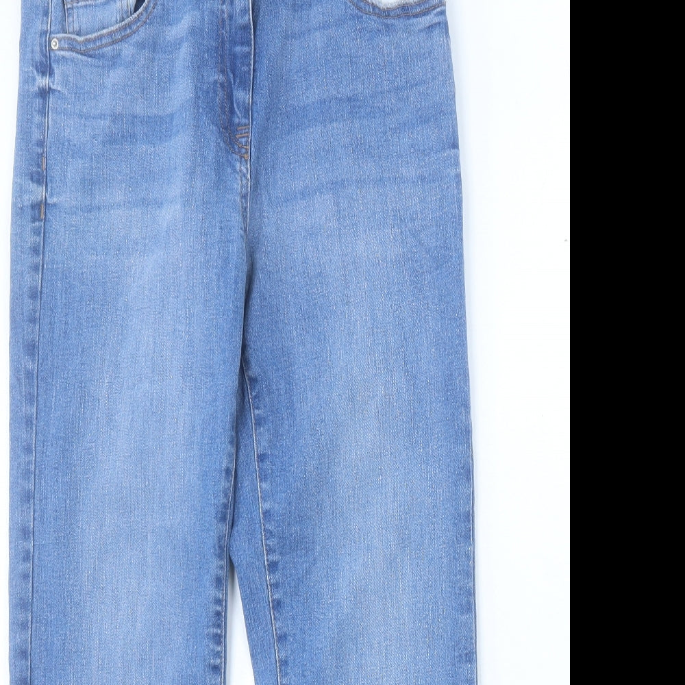 NEXT Womens Blue Cotton Cropped Jeans Size 12 L25 in Regular Button