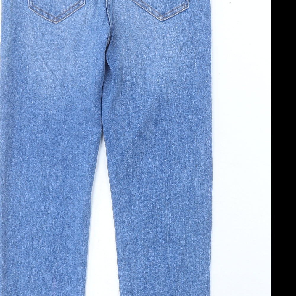 NEXT Womens Blue Cotton Cropped Jeans Size 12 L25 in Regular Button