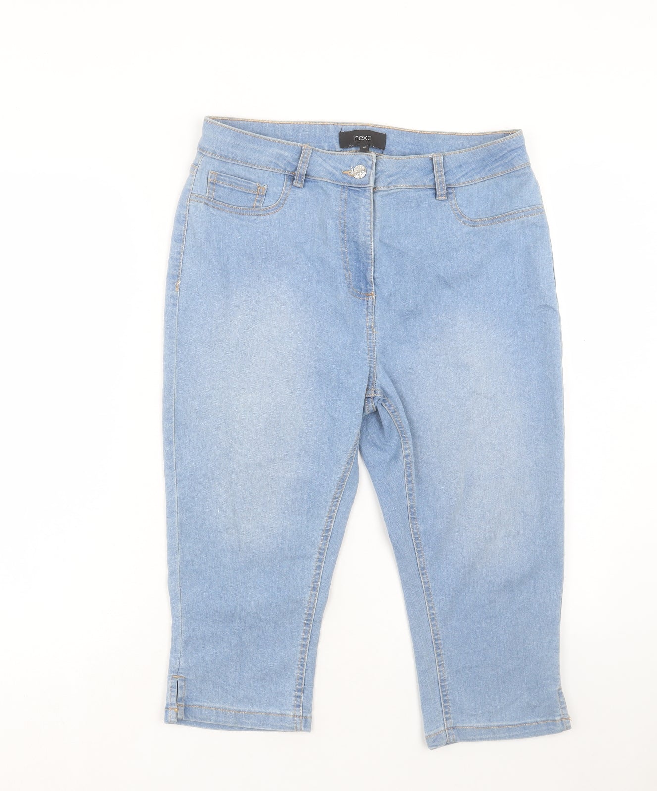 NEXT Womens Blue Cotton Bermuda Shorts Size 14 L17 in Regular Button