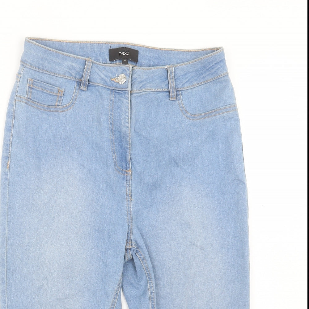 NEXT Womens Blue Cotton Bermuda Shorts Size 14 L17 in Regular Button