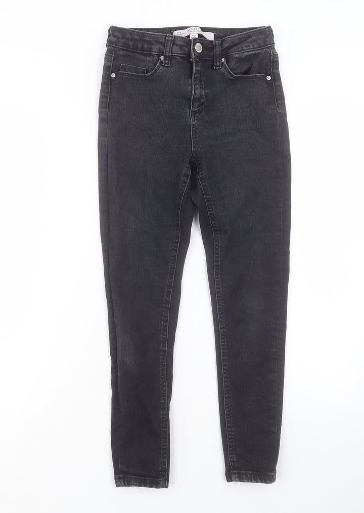 Miss Selfridge Womens Black Cotton Skinny Jeans Size 8 L24 in Regular Button