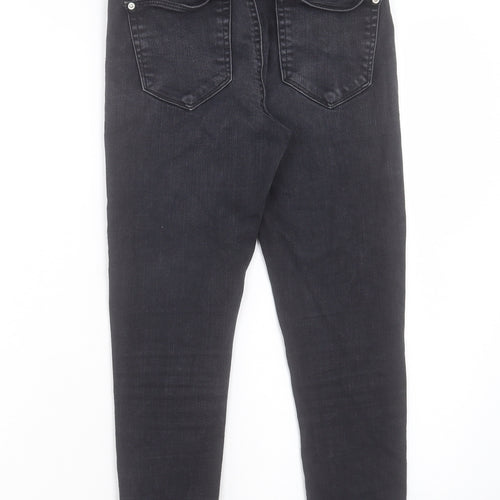 Miss Selfridge Womens Black Cotton Skinny Jeans Size 8 L24 in Regular Button