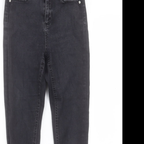 Miss Selfridge Womens Black Cotton Skinny Jeans Size 8 L24 in Regular Button