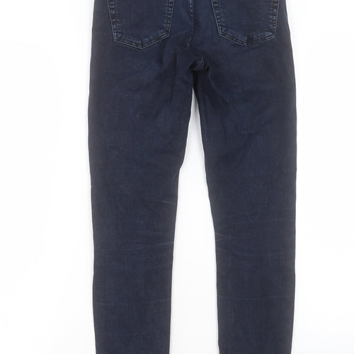 Topshop Womens Blue Cotton Skinny Jeans Size 26 in L28 in Regular Button - To Fit 32