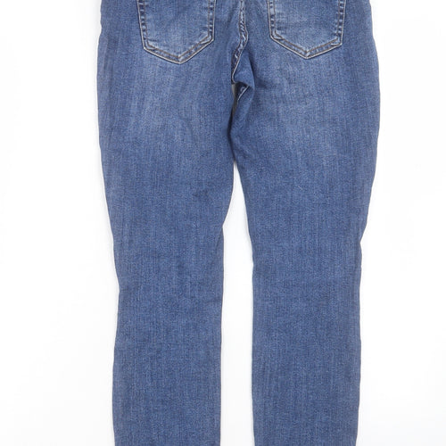 Zara Womens Blue Cotton Skinny Jeans Size 8 L26 in Regular Button