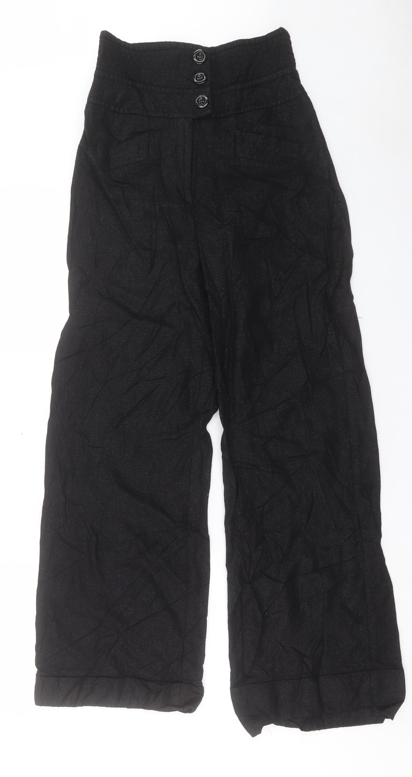 Warehouse Womens Black Wool Trousers Size 10 L31 in Regular Button