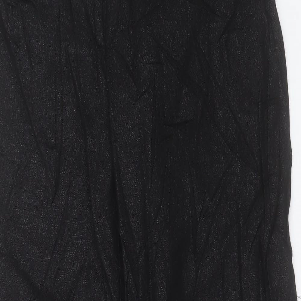 Warehouse Womens Black Wool Trousers Size 10 L31 in Regular Button