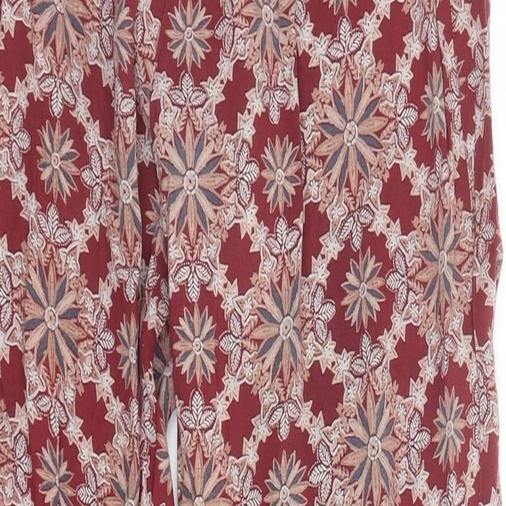 TU Womens Red Geometric Viscose Harem Trousers Size 8 L29 in Regular