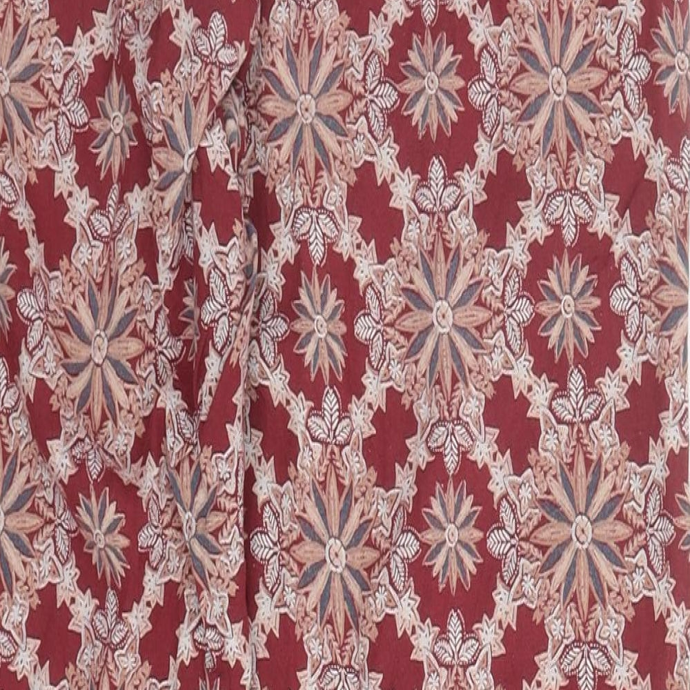TU Womens Red Geometric Viscose Harem Trousers Size 8 L29 in Regular
