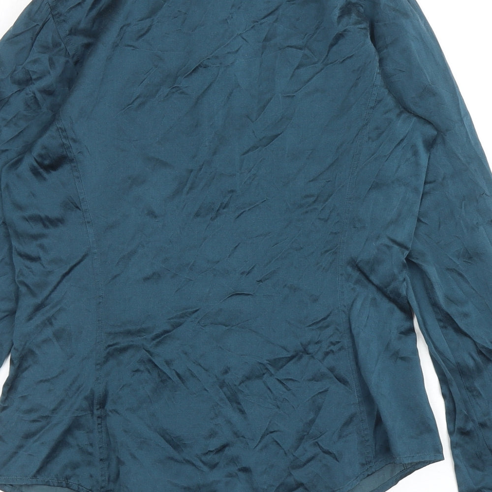 Jigsaw Womens Green Silk Basic Button-Up Size 10 Collared