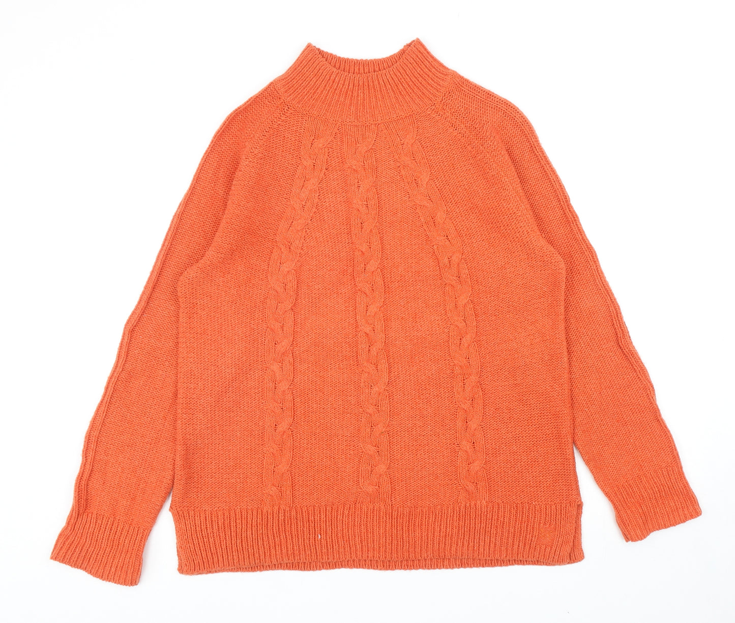 Crew Clothing Womens Orange Mock Neck Viscose Pullover Jumper Size 14